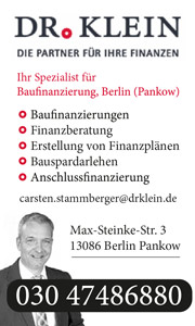 Dr. Klein Die Partner für Ihre Finanzen. Ihr Spezialist für Baufinanzierung Berlin-Pankow, Baufinanzierungen, Finanzberatung, Erstellung von Finanzplänen, Bauspardarlehen, Anschlussfinanzierung